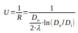 Heat conduction resistance R for pipes Heat conduction resistance R for pipes