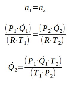 Calculation of air volumetric flowrate at different conditions