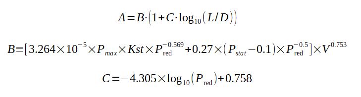 Calculation required vent area for dust explosion vent protection