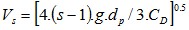 PowderProcess.net - Terminal Velocity formula single spherical particle